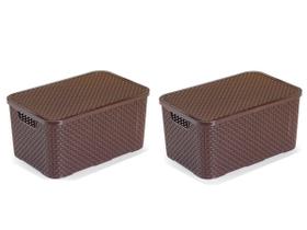 Kit 02 Caixas Organizadoras Rattan 15 L Multiuso Decorativa