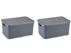 Kit 02 Caixas Organizadoras Rattan 15 L Multiuso Decorativa Kit 02 Caixas Organizadoras Rattan 15 L Multiuso Decorativa