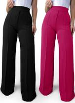 Kit 02 Calça Feminina Pantalona Tecido Duna Atacado