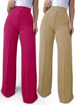 Kit 02 Calça Feminina Pantalona Tecido Duna Atacado