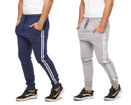 Kit 02 calças de moletom masculina saruel skinny sport luxo