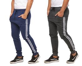 Kit 02 calças de moletom masculina saruel skinny sport luxo