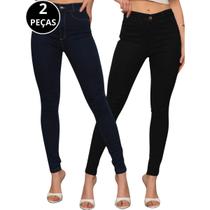 Kit 02 Calças Jeans Skinny Feminina Cintura Alta