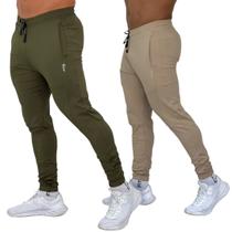 Kit 02 Calças Jogger Masculina Em Poliamida De Academia