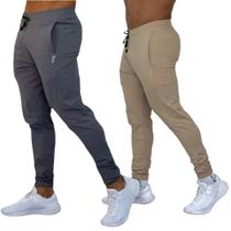 Kit 02 Calças Jogger Masculina Em Poliamida De Academia