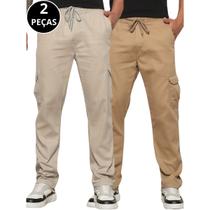 Kit 02 Calças Jogger Sarja Cargo Masculina