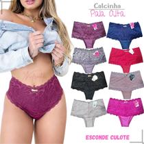 Kit 02 Calcinha Cinta Feminina Cós Alto Reforçada Com Renda - Ninfrodite