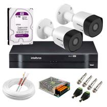 Kit 02 Câmeras Intelbras HD 720p VHD 3130 B G6 DVR Intelbras MHDX 1104 4 Canais HD 1TB Purple