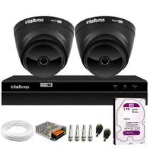 Kit 02 Câmeras Intelbras VHD 1220 Dome G7 Black Full HD 1080p, Lente 2.8mm, Visão Noturna 20m + DVR Intelbras MHDX 1204 4 Canais + HD 2TB Purple