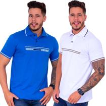 Kit 02 Camisas Gola Polo Masculina Estampada 100% Algodão