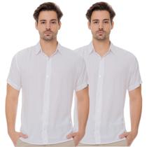 Kit 02 Camisas Sociais Masculina Manga Curta Viscose Slim