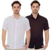 Kit 02 Camisas Sociais Masculina Manga Curta Viscose Slim - Camisaria Valentin