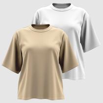 Kit 02 Camiseta Feminina Plus Size Lisa 100% Algodão Gola Redonda Manga Curta G1 A G3 Kit 02 Camiseta Feminina Plus Size Lisa 100% Algodão Gola Redonda Manga Curta G1 A G3