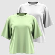 Kit 02 Camiseta Feminina Plus Size Lisa 100% Algodão Gola Redonda Manga Curta G1 A G3 Kit 02 Camiseta Feminina Plus Size Lisa 100% Algodão Gola Redonda Manga Curta G1 A G3