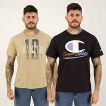 Kit 02 Camisetas Champion Preta e Bege Kit 02 Camisetas Champion Preta e Bege