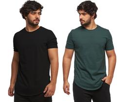 Kit 02 camisetas longline manga curta masculina