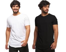 Kit 02 camisetas plus size longline manga curta masculina