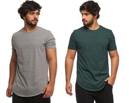 Kit 02 camisetas plus size longline manga curta masculina