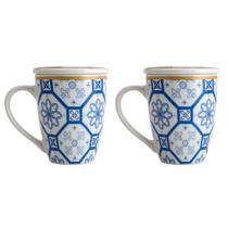 Kit 02 Canecas para Chá de Porcelana com Tampa 340 ml Lyor Kit 02 Canecas para Chá de Porcelana com Tampa 340 ml Lyor