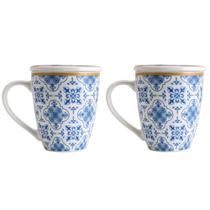 Kit 02 Canecas para Chá de Porcelana com Tampa 340 ml Lyor Kit 02 Canecas para Chá de Porcelana com Tampa 340 ml Lyor