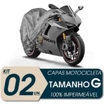 Kit 02 capa motocicleta impermeavel classic g Kit 02 capa motocicleta impermeavel classic g