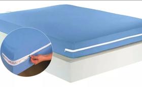 Kit 02 Capa P/Colchão Solteiro Malha gel com Zíper Azul 30 cm de altura Kit 02 Capa P/Colchão Solteiro Malha gel com Zíper Azul 30 cm de altura