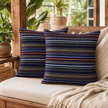 Kit 02 Capas Almofada Bordada Boho Chic Listrada Decor 45x45 Kit 02 Capas Almofada Bordada Boho Chic Listrada Decor 45x45