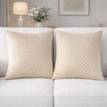 Kit 02 Capas de Almofada Tok Poá Relevo Toque Veludo Jolitex