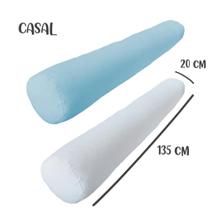 Kit 02 Capas para Rolo de Cabeceira Casal 135x20cm Branca e Azul Arrumadinho Enxovais