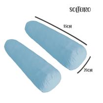 Kit 02 Capas para Rolo de Cabeceira Solteiro 85x20cm Azul Arrumadinho Enxovais