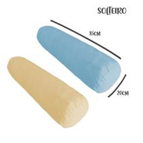 Kit 02 Capas para Rolo de Cabeceira Solteiro 85x20cm Azul e Cru Arrumadinho Kit 02 Capas para Rolo de Cabeceira Solteiro 85x20cm Azul e Cru Arrumadinho
