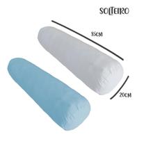 Kit 02 Capas para Rolo de Cabeceira Solteiro 85x20cm Branco e Azul Arrumadinho Kit 02 Capas para Rolo de Cabeceira Solteiro 85x20cm Branco e Azul Arrumadinho