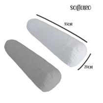 Kit 02 Capas para Rolo de Cabeceira Solteiro 85x20cm Branco e Cinza Arrumadinho