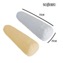 Kit 02 Capas para Rolo de Cabeceira Solteiro 85x20cm Branco e Cru Arrumadinho Kit 02 Capas para Rolo de Cabeceira Solteiro 85x20cm Branco e Cru Arrumadinho