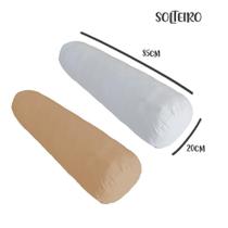 Kit 02 Capas para Rolo de Cabeceira Solteiro 85x20cm Branco e Nude Arrumadinho