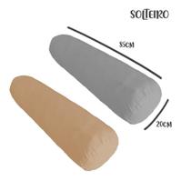 Kit 02 Capas para Rolo de Cabeceira Solteiro 85x20cm Cinza e Nude Arrumadinho