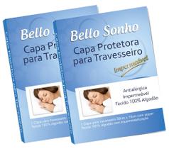 Kit 02 Capas Travesseiro Impermeáveis 100% Algodão Antialérgico