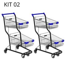 Kit 02 Carrinhos de compras Supermercado Lojas Reforçado 90L Kit 02 Carrinhos de compras Supermercado Lojas Reforçado 90L