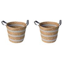 Kit 02 Cesto De Fibra Natural E Algodao C/alca 33x28cm Cinza Kit 02 Cesto De Fibra Natural E Algodao C/alca 33x28cm Cinza
