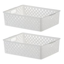 Kit 02 Cestos Organizador Quadratta Gavetas Lavanderia 27x21