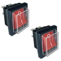 Kit 02 chave 4 polos bip. 15a vermelha com capa silicone