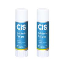 Kit 02 Cola Bastão Fix Cis 34g Escolar Artesanato Multiuso