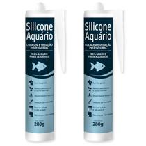 Kit 02 Cola Silicone para Aquário Transparente Sem Fungicida