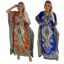 KIT 02 com 02 Vestidos Longos Tipo Kaftan Indiano - Cod. 0002 KIT 02 com 02 Vestidos Longos Tipo Kaftan Indiano - Cod. 0002