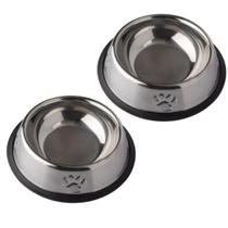 Kit 02 Comedouro Tigela Pet Cachorro Cães E Gatos Inox 400Ml