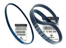 Kit 02 Correias Elásticas Originais - Alternador e Ar Condicionado Renault Logan/Sandero 1.0 12v