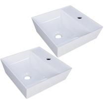 Kit 02 Cubas De Apoio Angular Quadrada Lavabo Volcano C01 Aq33w Branco - Lyam