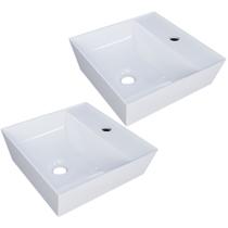 Kit 02 Cubas de Apoio Angular Quadrada Para Banheiro Lavabo Volcano C01 AQ33W Branco - Lyam