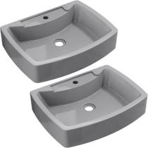 Kit 02 Cubas De Apoio Banheiro Lavabo C01 Rt50 Cinza
