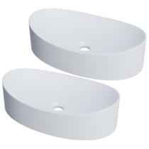 Kit 02 Cubas de Apoio Canoa Para Banheiro Lavabo C01 BC47W Branco Matte Fosca - Lyam